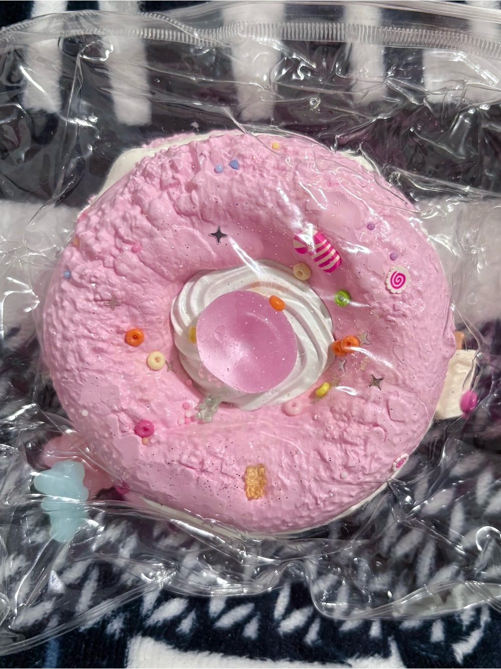 Pink Cream-Filled Donut Taba Squishy with Sprinkles